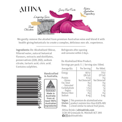 Altina Liberate Pepperberry Non-Alc Shiraz 750ml - Altina Drinks - Craftzero