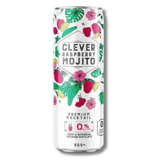 Clever Mocktails Non Alcoholic Raspberry Mojito Zero Sugar 355ml - Clever Mocktails - Craftzero
