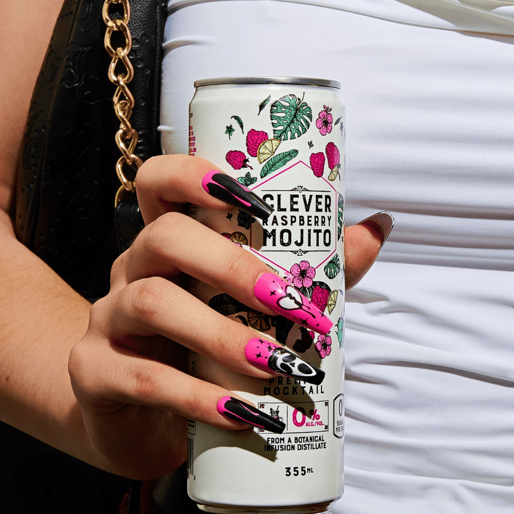 Clever Mocktails Non Alcoholic Raspberry Mojito Zero Sugar 355ml - Clever Mocktails - Craftzero