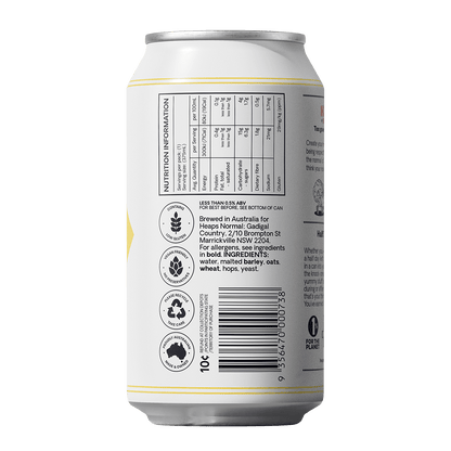 Heaps Normal Half Day Hazy Alcohol Free Beer 375mL - Heaps Normal - Craftzero