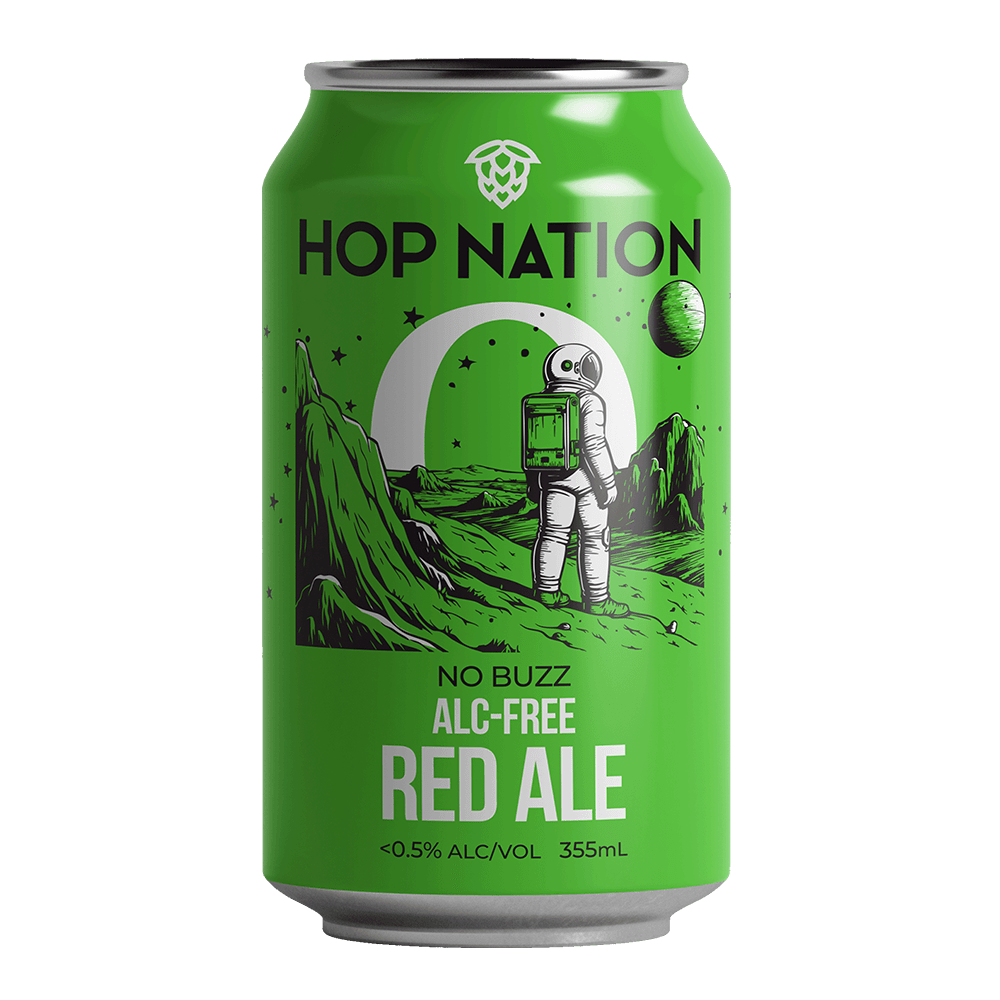 Hop Nation No Buzz American Red Non-Alcoholic Beer 355ml - Hop Nation Brewing Co. - Craftzero