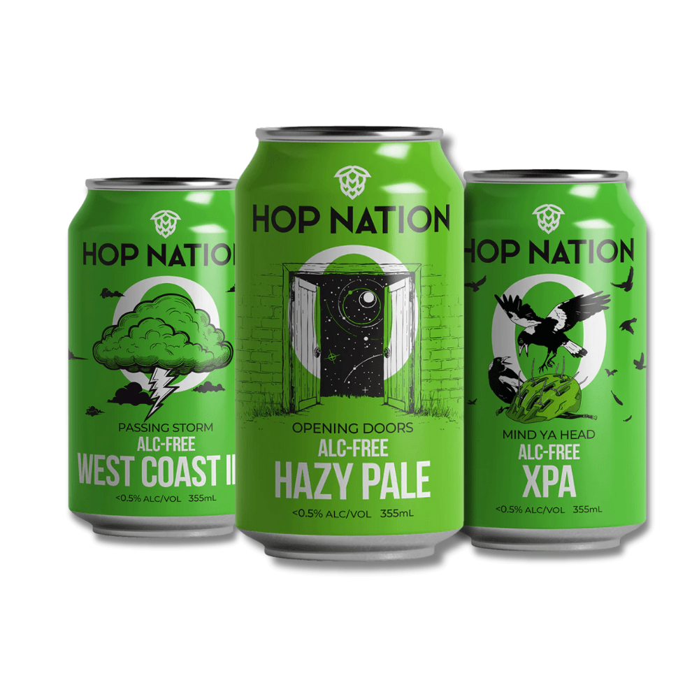 Hop Nation Zero Beer Craft Selection: Passing Storm, Opening Doors & Mind Ya Head - Hop Nation Brewing Co. - Craftzero