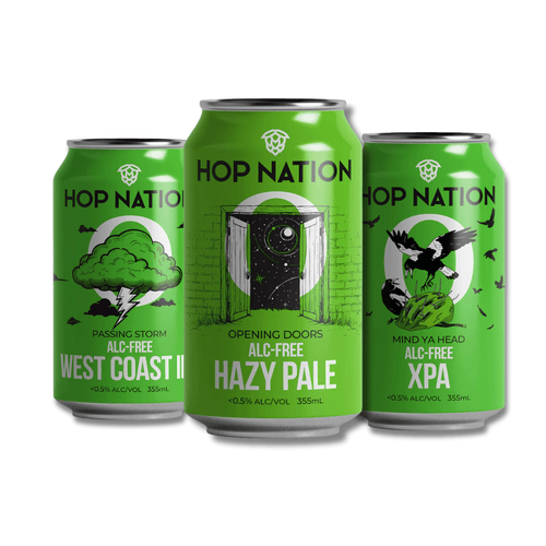 Hop Nation Zero Beer Craft Selection: Passing Storm, Opening Doors & Mind Ya Head - Hop Nation Brewing Co. - Craftzero