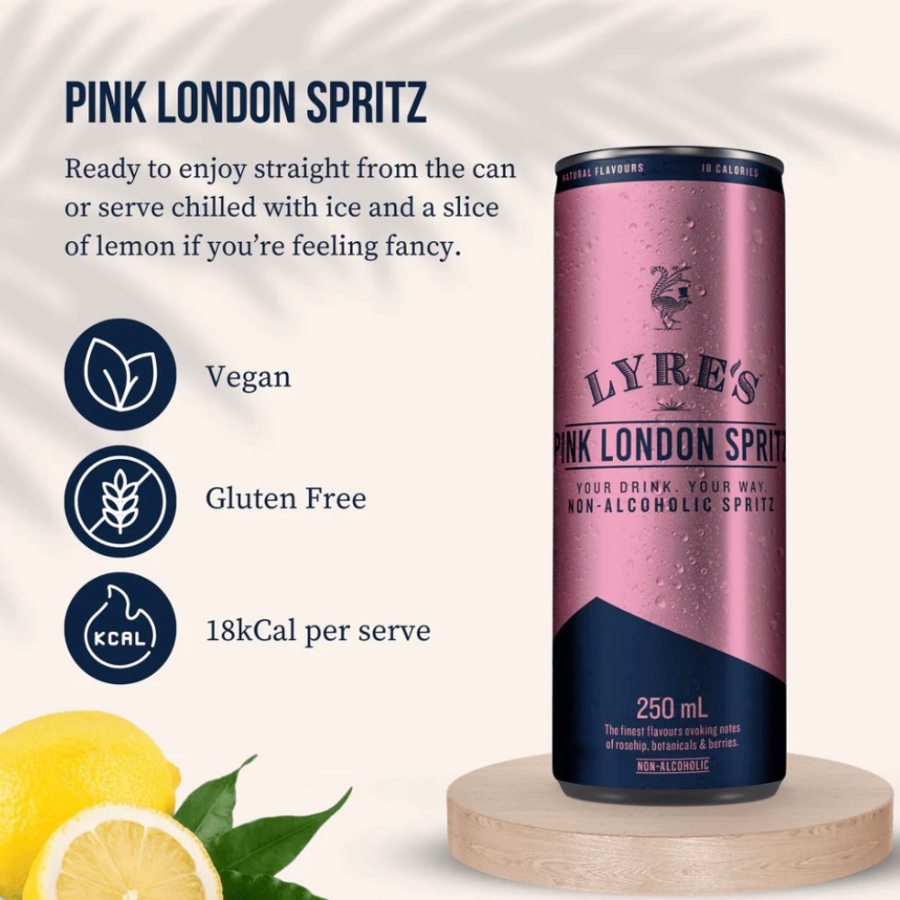 Lyre's Non-Alcoholic RTD Pink London Spritz 250ml - Lyres - Craftzero