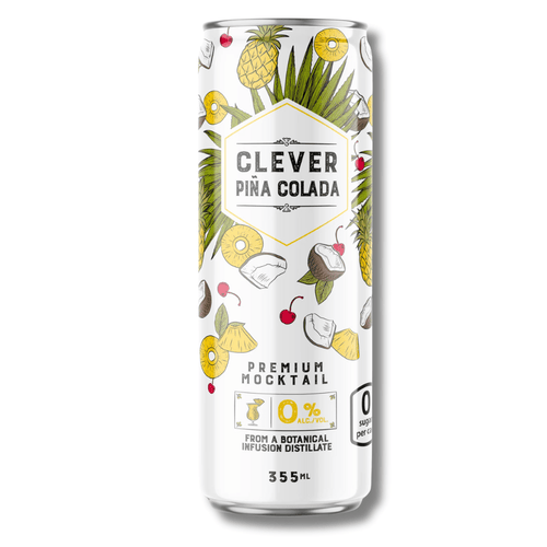 Clever Mocktails Non Alcoholic Pina Colada Zero Sugar 355ml - Clever Mocktails - Craftzero