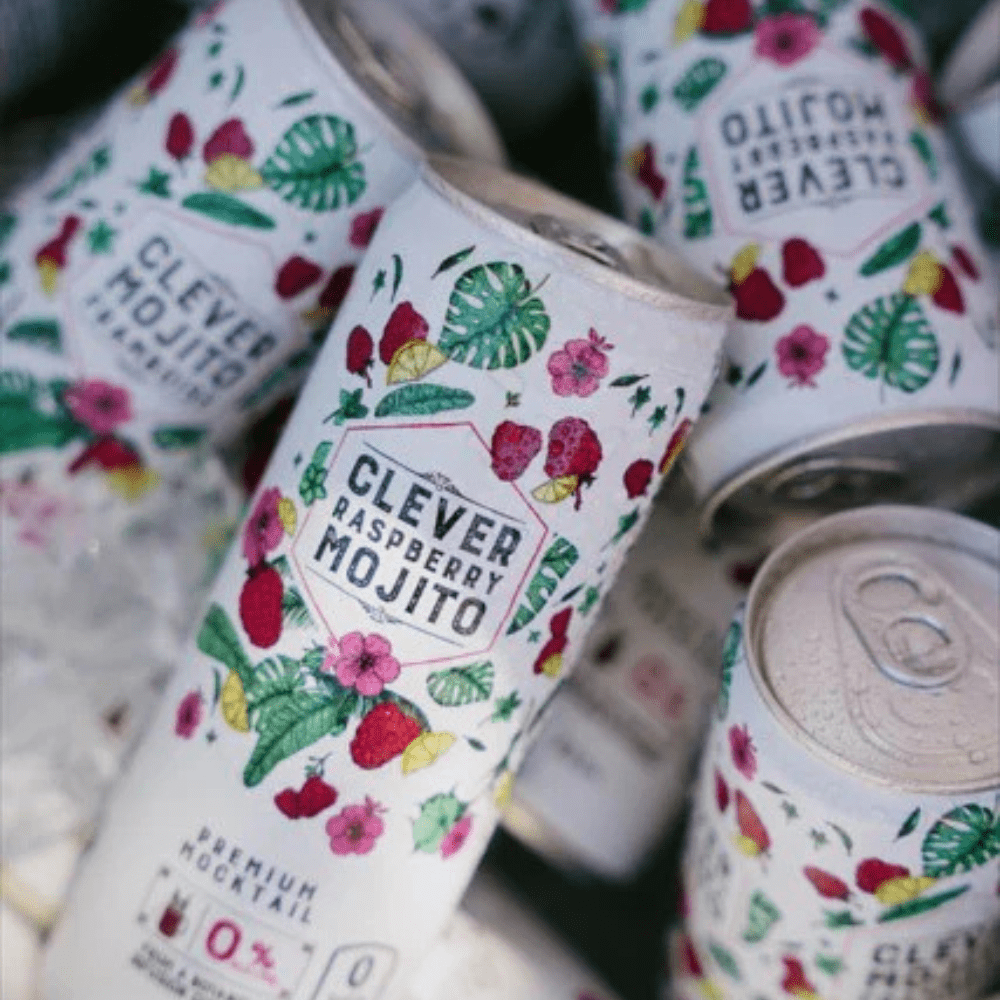 Clever Mocktails Non Alcoholic Raspberry Mojito Zero Sugar 355ml - Clever Mocktails - Craftzero
