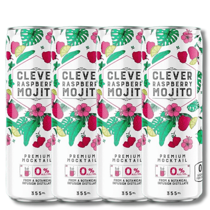Clever Mocktails Non Alcoholic Raspberry Mojito Zero Sugar 355ml - Clever Mocktails - Craftzero
