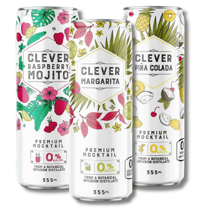 Clever Mocktails Non Alcoholic Zero Sugar Mixed Pack - 12x355ml - Clever Mocktails - Craftzero