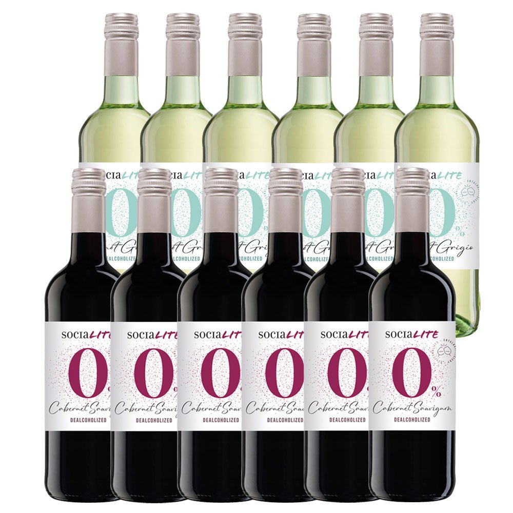 SociaLITE 12 Bottle Bundle - Pinot Grigio & Cabernet Sauvignon 750ml Alcohol Removed - SociaLite - Craftzero